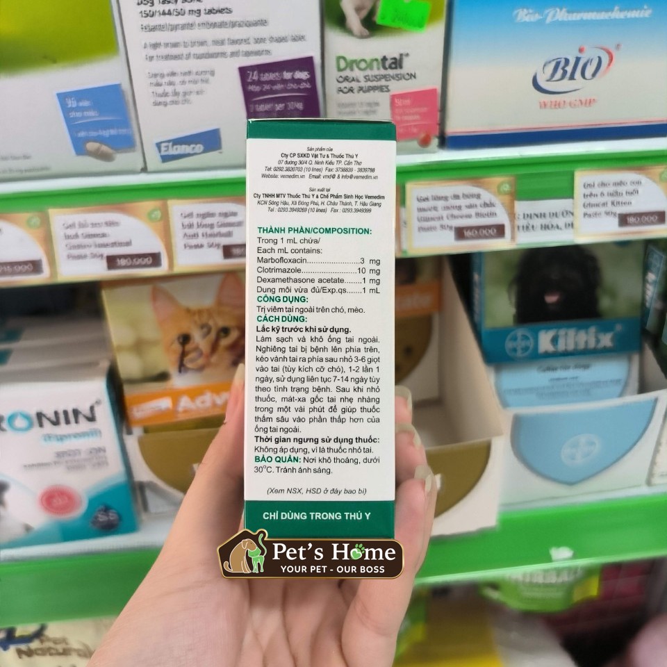 Nhỏ tai Vemedim cho chó mèo 10ml