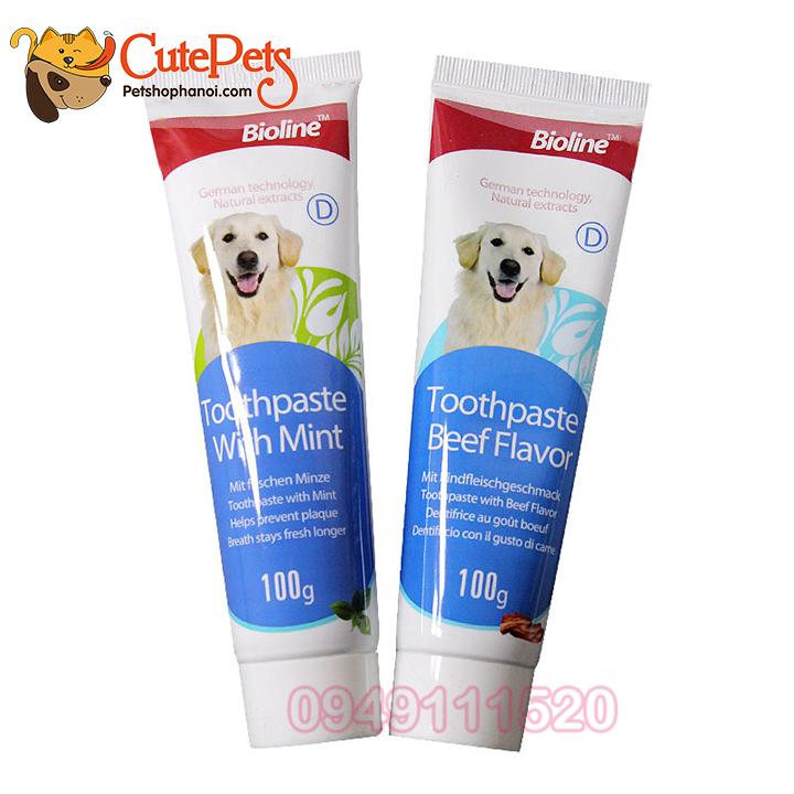 [HOÀN TIỀN 10%]Bộ Kem đánh răng cho chó Bioline 100g + Bàn chải - CutePets