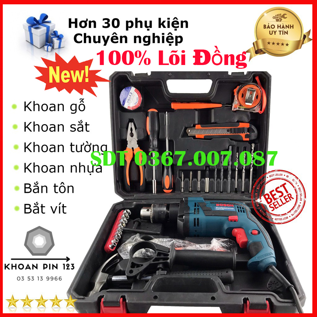 Bộ Máy Khoan Bossch 30 Chi Tiết - Máy Khoan Cầm Tay - Máy Khoan Tường - Máy Khoan Điện - Máy khoan BOSSCH đa năng 30 chi tiết Bộ Máy Khoan BOSH Cao Cấp Tặng Kèm Bộ Dụng Cụ 30 Chi Tiết Máy Khoan Bê Tông Tường Gỗ Bắt Vít Sắt Thép