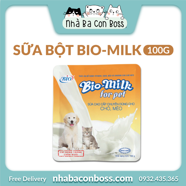 [Sữa] Sữa Bột Bio-Milk Cho Mèo/ Chó Con Gói 100g