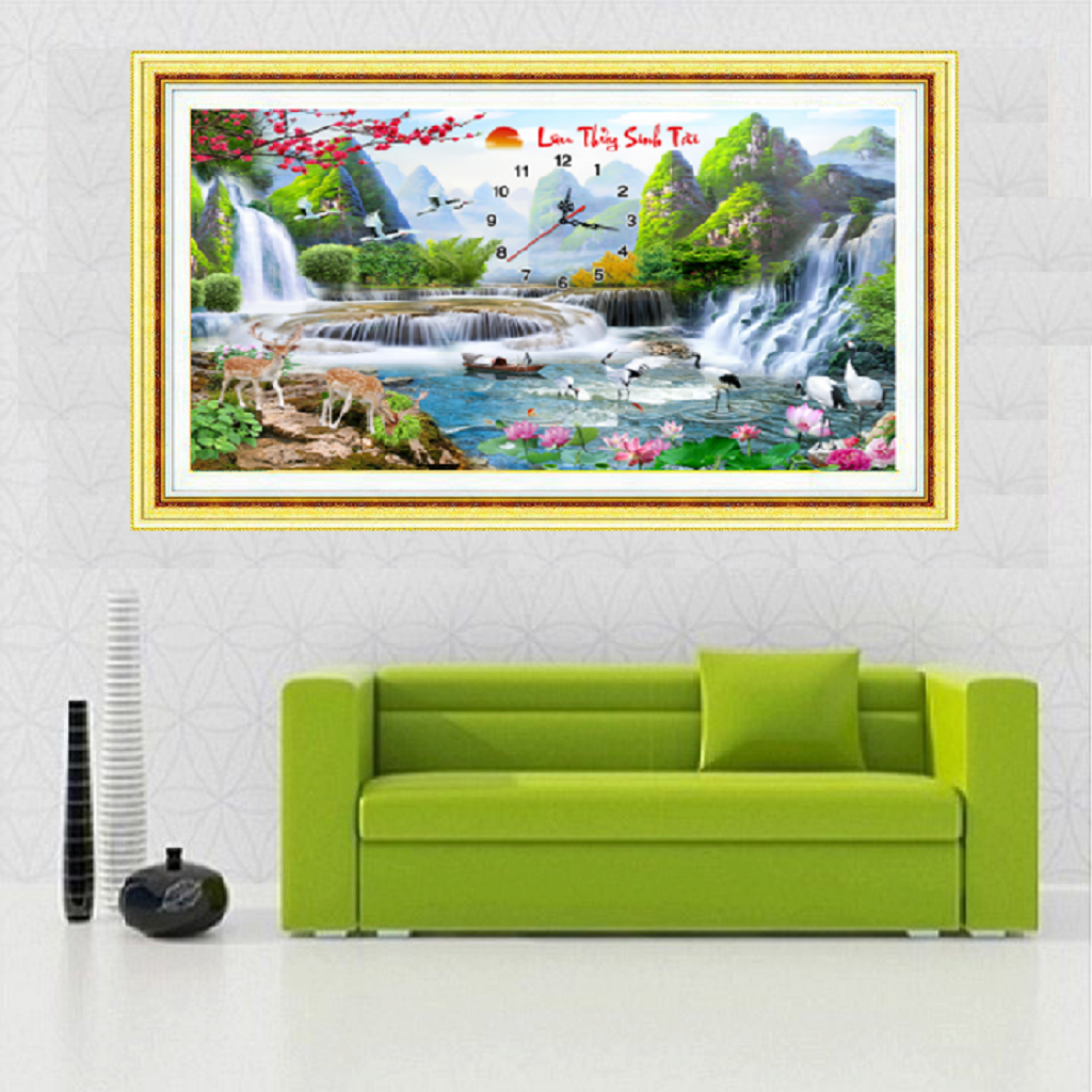 Tranh đính đá Đồng hồ Phong cảnh LG1321 Kích thước 80x50cm (TỰ ĐÍNH ĐÁ)