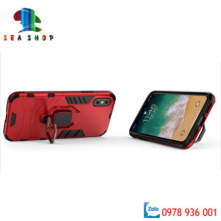 [TẶNG KÍNH CƯỜNG LỰC BẢO VỆ CAMERA] Ốp lưng iPhone Xs Max iRon man kèm iRing chống sốc (đỏ)