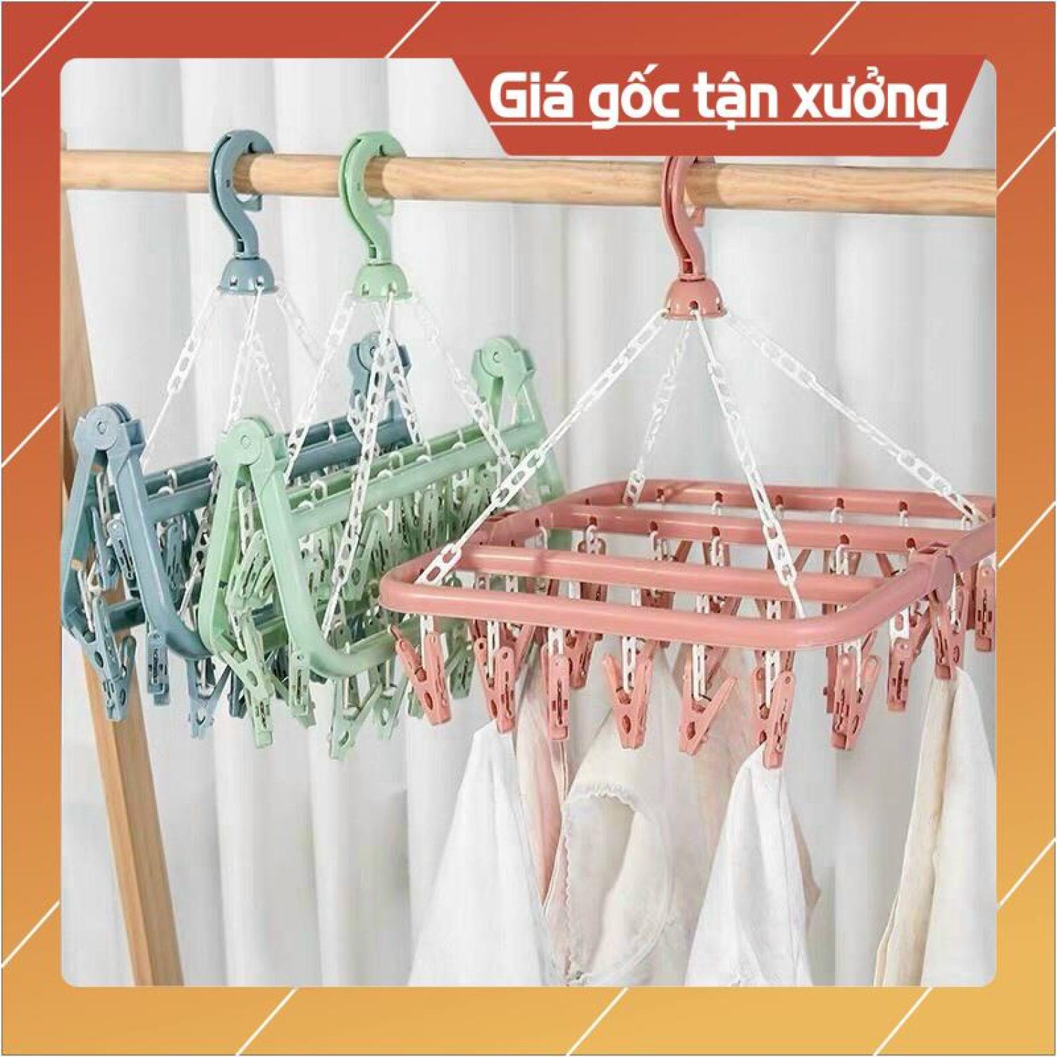 Móc Chùm Nhựa 32 Kẹp Phơi Đồ Cho Bé
