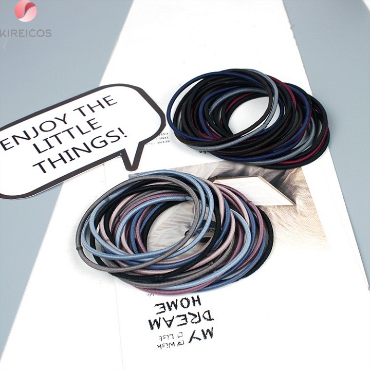 [HCM]Set 18 Dây Cột Tóc Buộc Tóc Trơn Mỏng Nhiều Màu - kireicos