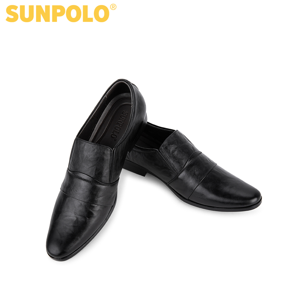Giày nam, Giày Tây da bò công sở SUNPOLO SPH271 (Đen)