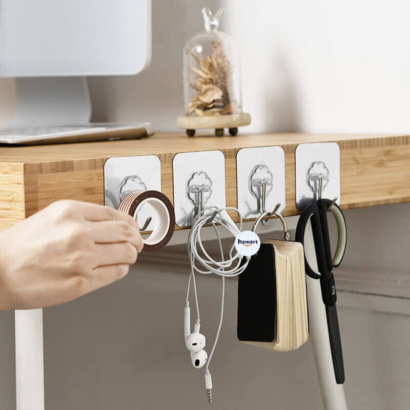 COMBO 5 Miếng Dán Tường Ánh Kim INOX Móc Treo Đồ Đa Năng Chịu Lực Siêu Dính Tường