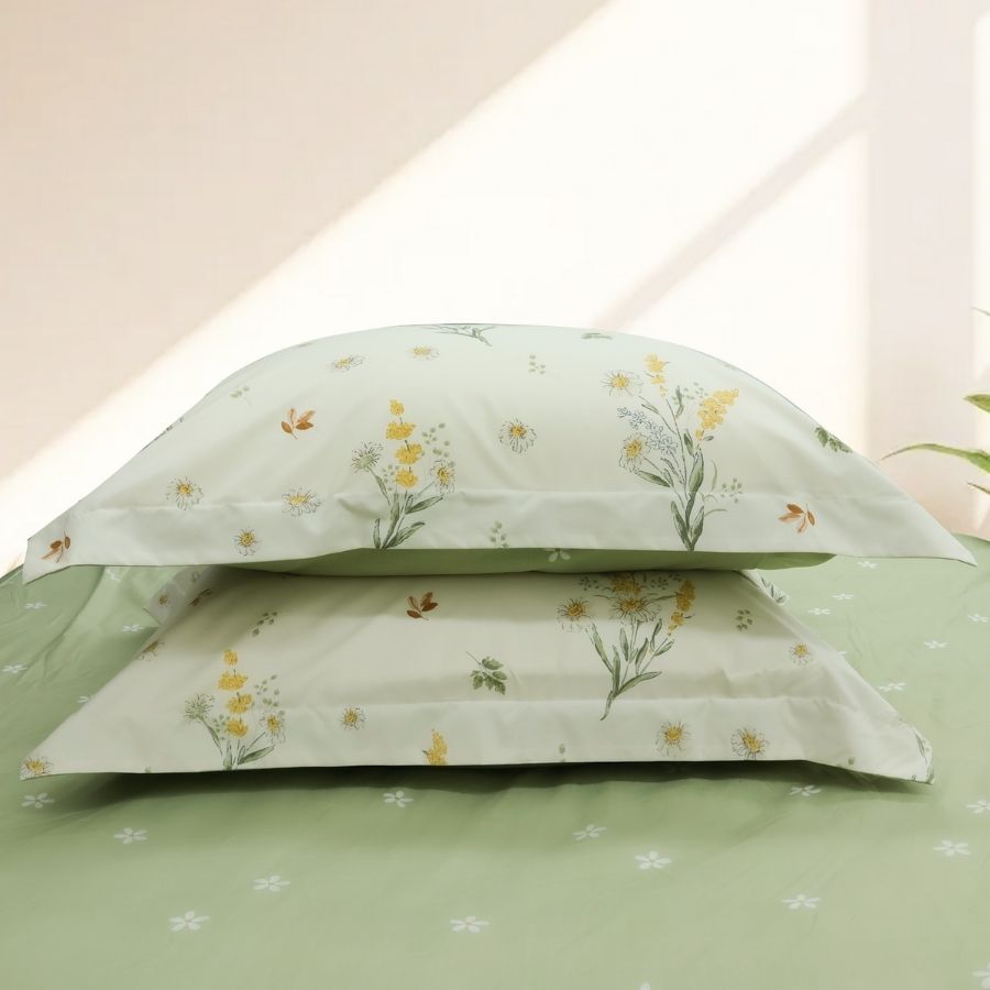 Bộ 5 món drap, áo gối kèm mền Stefani - ST200050 - Bộ chăn ga gối cotton 1m6x2m, 1m8x2m
