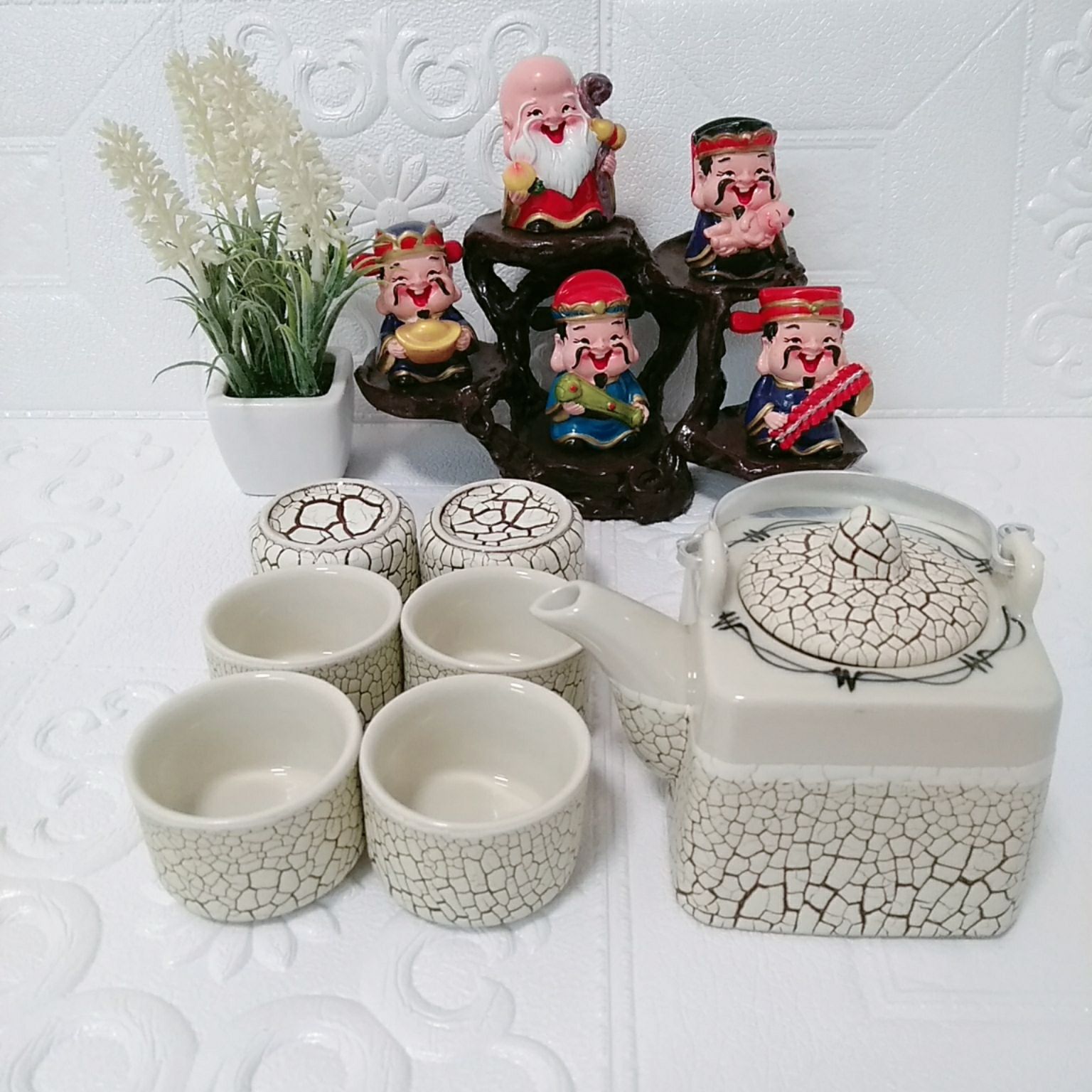 BỘ ẤM CHÉN TRÀ BÁT TRÀNG MEN RẠN RV1