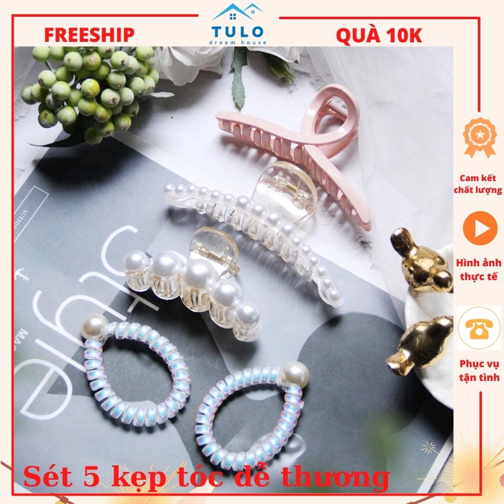 [Freeship - quà] Set Cặp Tóc , Chun Tóc 5 Mẫu Kèm Túi Zip  Phong Cách Hàn Quốc TULO