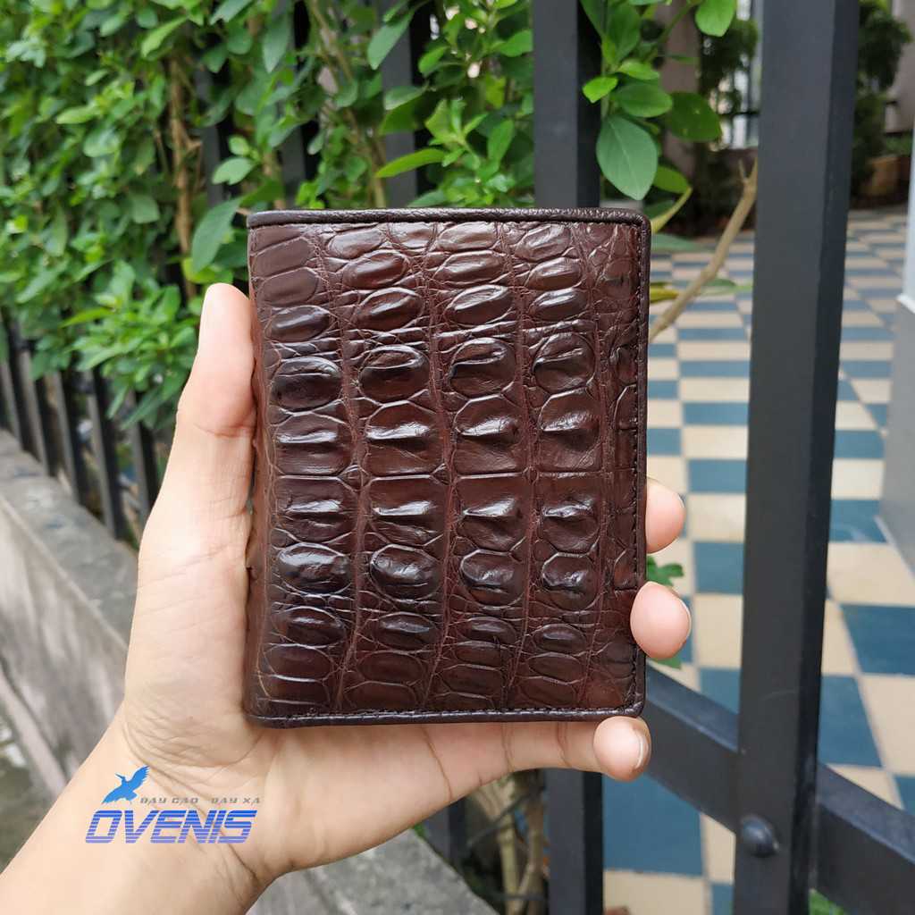 [FREE SHIP] Ví Cá Sấu Dáng Đứng 2 Mặt Sang Trọng. Da Cá Sấu Thật 100%