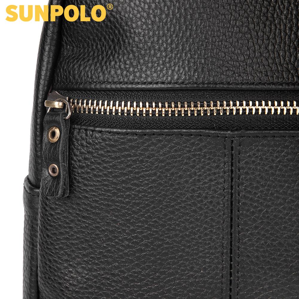 Men Leather Chest Bag SUNPOLO STU101 (Black, Brown, Dark Brown)
