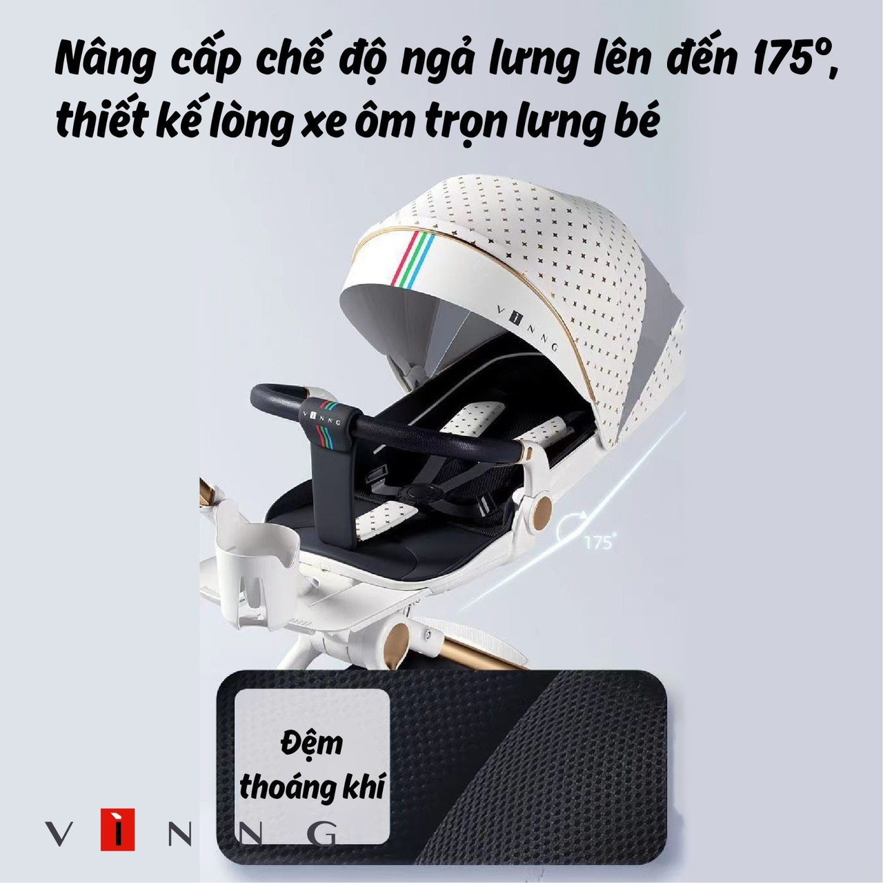 Xe đẩy du lịch gấp gọn đảo chiều Vinng Q7 cho bé