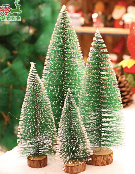 Cây thông mini để bàn đế gỗ 15-25cm