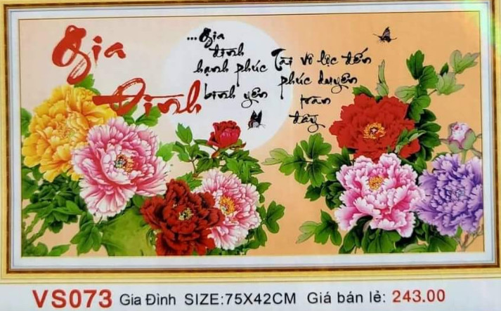Freeship Tranh Đính Đá GIA ĐÌNH HẠNH PHÚC (ĐÁ ABC CAO CẤP). Kích Thước: 75x42cm