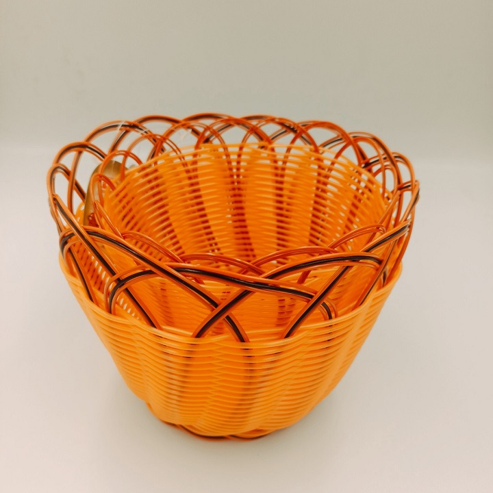 Artificial Plastic deep rattan round basket for multifunctional storage