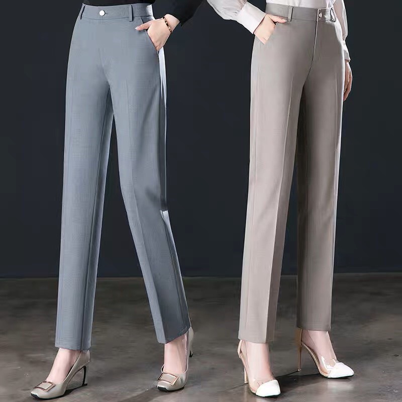 Quần baggy công sở nữ chất vải tuyết mưa quần tây cạp cao bigsize đến 75kg-TNS-Mã 333C