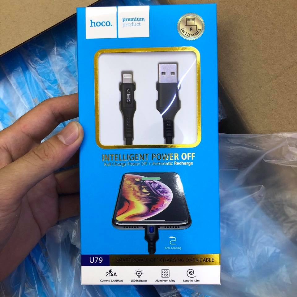Cáp Hoco U79 Lightning 1.2M - Ngắt điện thông minh