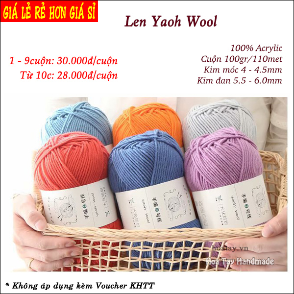 Len Yaoh Wool - Len đan móc khăn mũ Hoa Tay Handmade