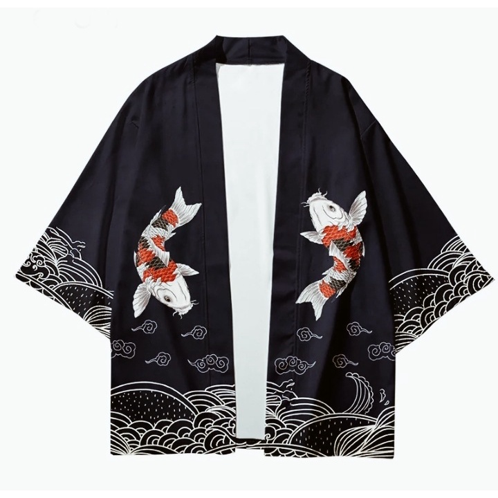 Áo haori cá koi japan chất lụa mềm mát