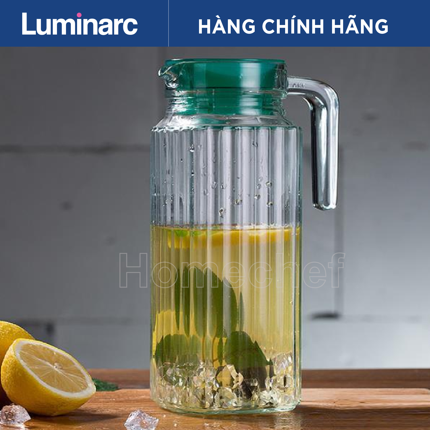 (ảnh thật) Bình nước Luminarc Quadro Ice Green 1,1lit - L0534