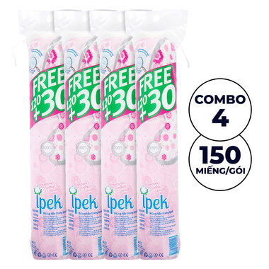 Combo 4 gói bông tẩy trang Ipek 150 miếng (4 x 150 miếng)