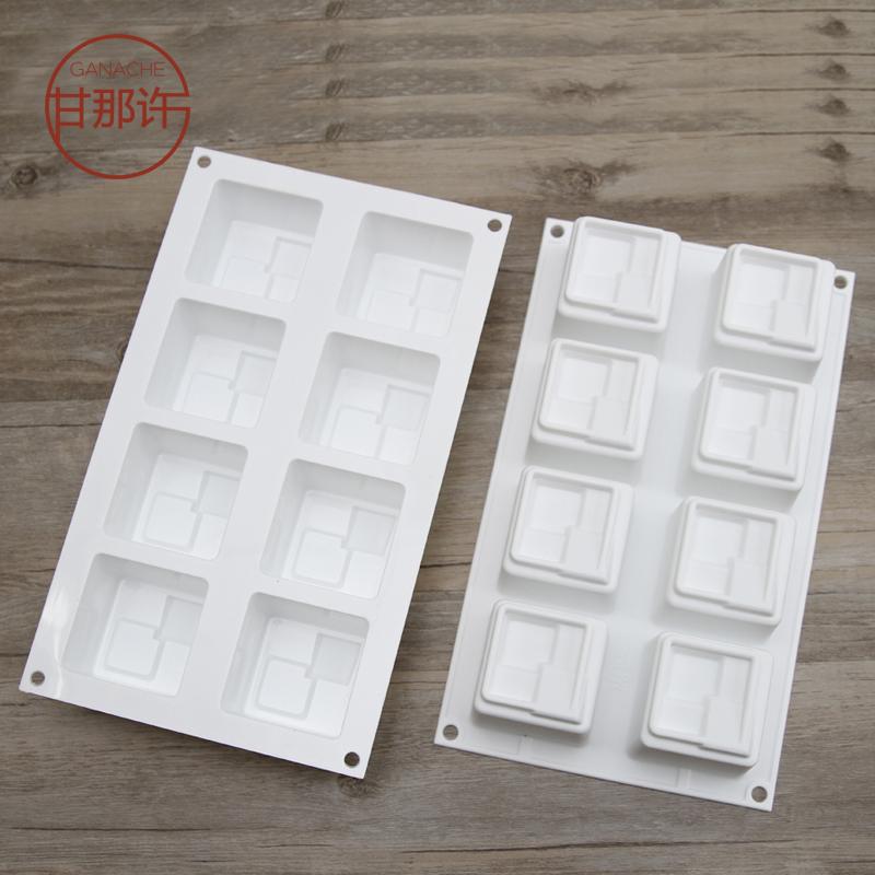 Gan Đó Xu Ý Silikomart Ma Thuật Không Gian 8 THẬM CHÍ Cube Silicone Bánh Bánh Mousse Khuôn Có Công Thức