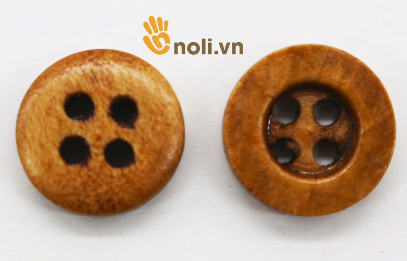 Cúc gỗ nâu vintage 4 lỗ - 12mm