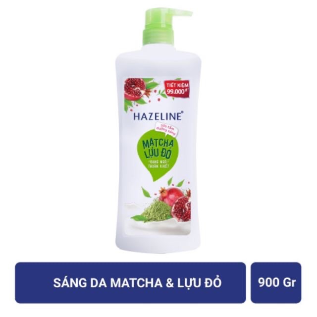 [HCM]Sữa tắm Hazeline sáng mịn Matcha Lựu Đỏ 1000g ( màu xanh)