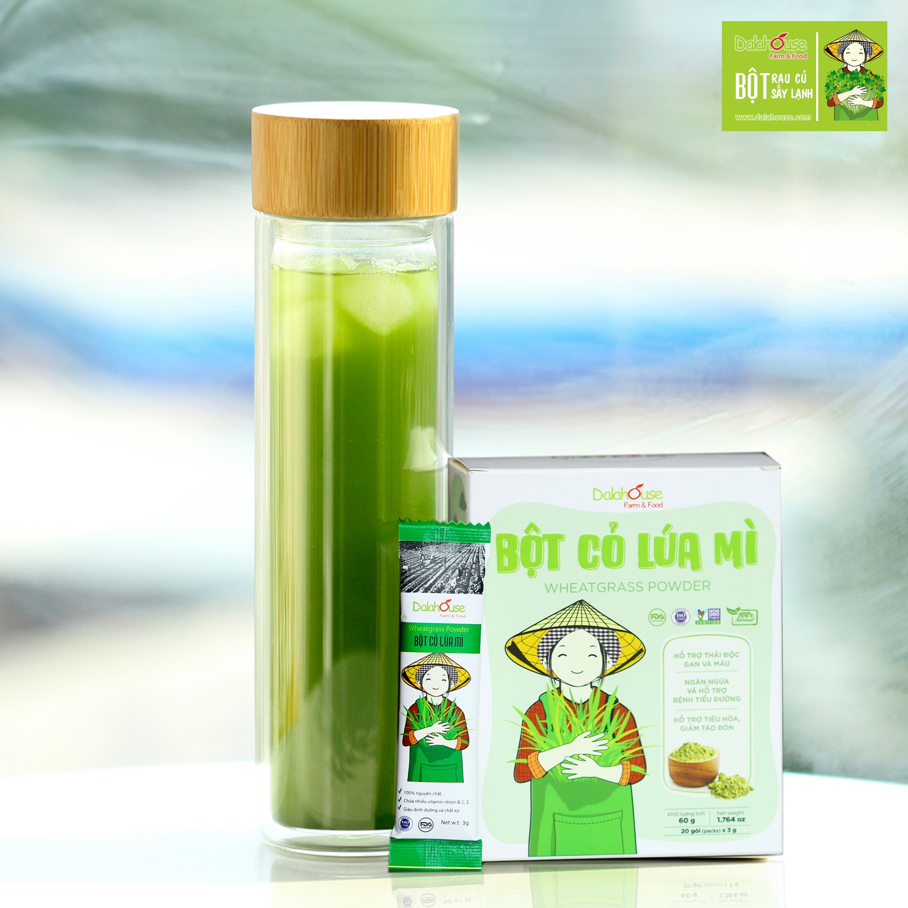 Bột Cỏ Lúa Mì DalaHouse 60 gram ( 100% Natural Wheatgrass Powder)