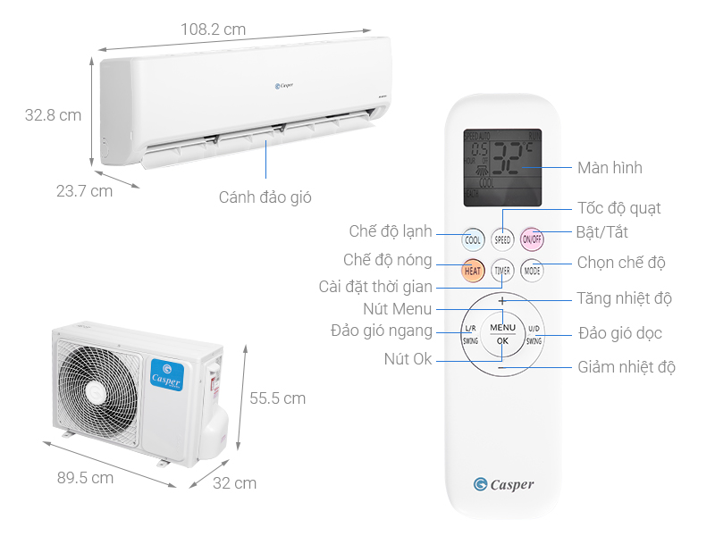 [GIAO TẠI HCM] -  Máy lạnh Casper Inverter 2.5 HP GC-24IS32