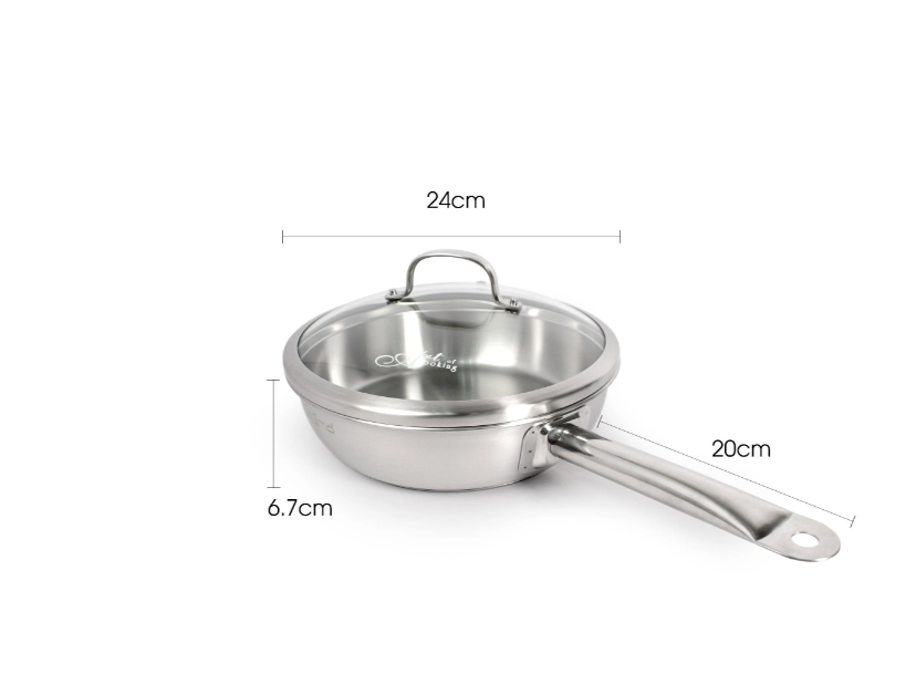 Zebra Estio Pro Stainless Steel Pan with Glass Lid 24cm - 175102