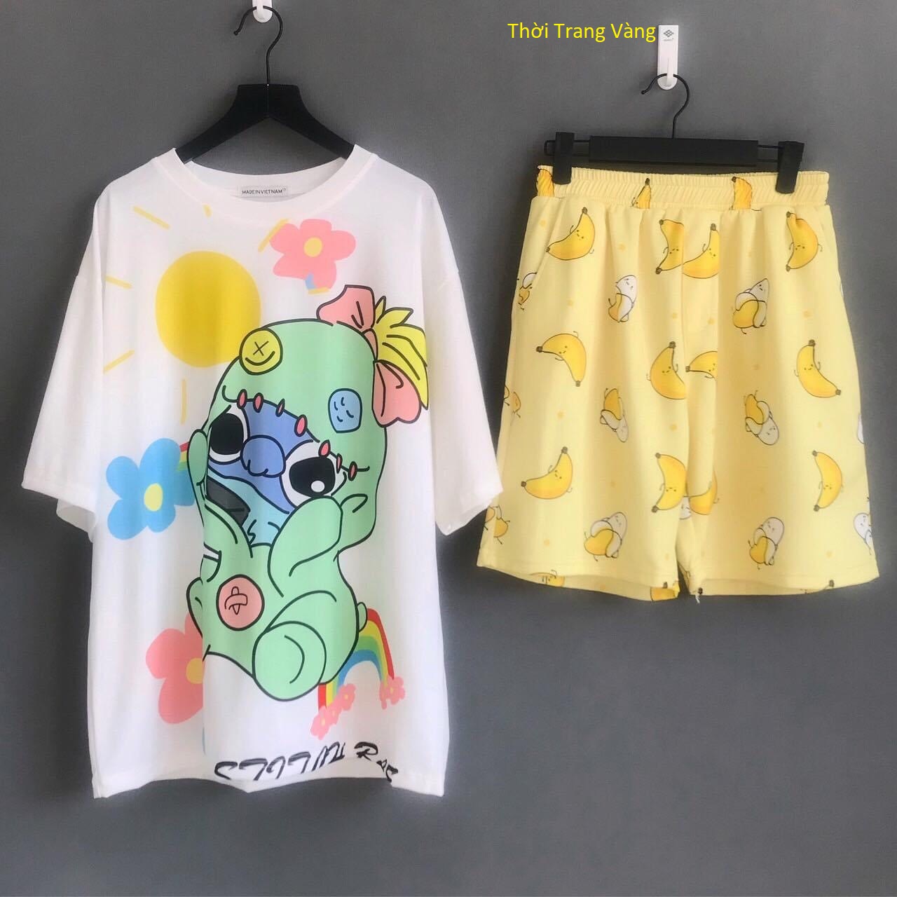 Sét bộ hoạt hình áo in + quần trái cây đi biển TTSLA0151