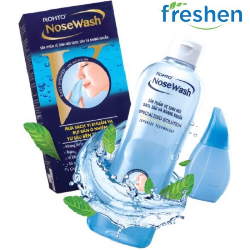 Bộ Sản Phẩm Vệ Sinh Mũi Rohto NoseWash (1 Bình Vệ Sinh Mũi Easy Shower + 1Dung Dịch) nhập khẩu