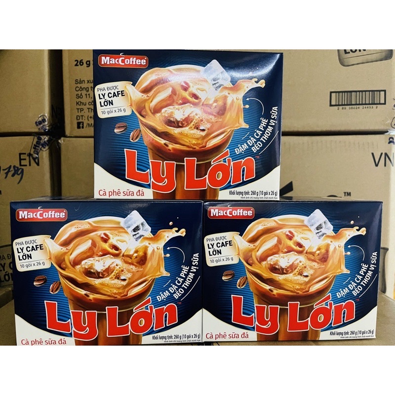 Maccoffee Ly Lớn Cà Phê Sữa Đá (10 Gói* 26g)