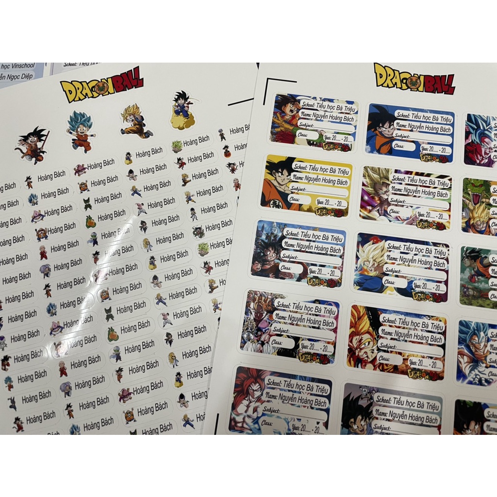 108 sticker + 45 Nhãn vở in riêng tên bé