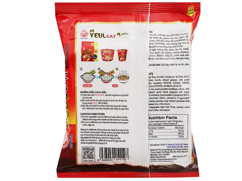 [HCM]1 Thùng mì Yeul cay  20 gói