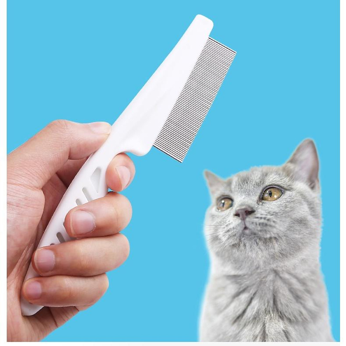 Lược chải ve rận chó mèo 2 loại cán nhựa và cán gỗ