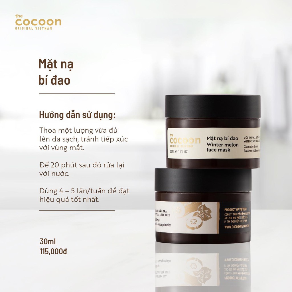 Mặt Nạ Bí Đao Giảm Dầu và Mụn Cocoon 30Ml
