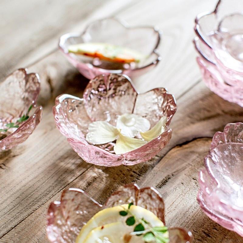 Bát chấm, đĩa chấm thủy tinh trong suốt cánh hoa