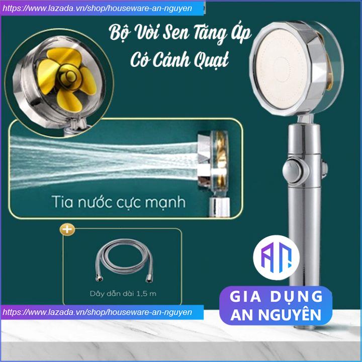 Bộ vòi sen tăng áp cánh quạt, tay sen tắm có cánh quạt tăng 300% áp lực , kèm 1.4m dây
