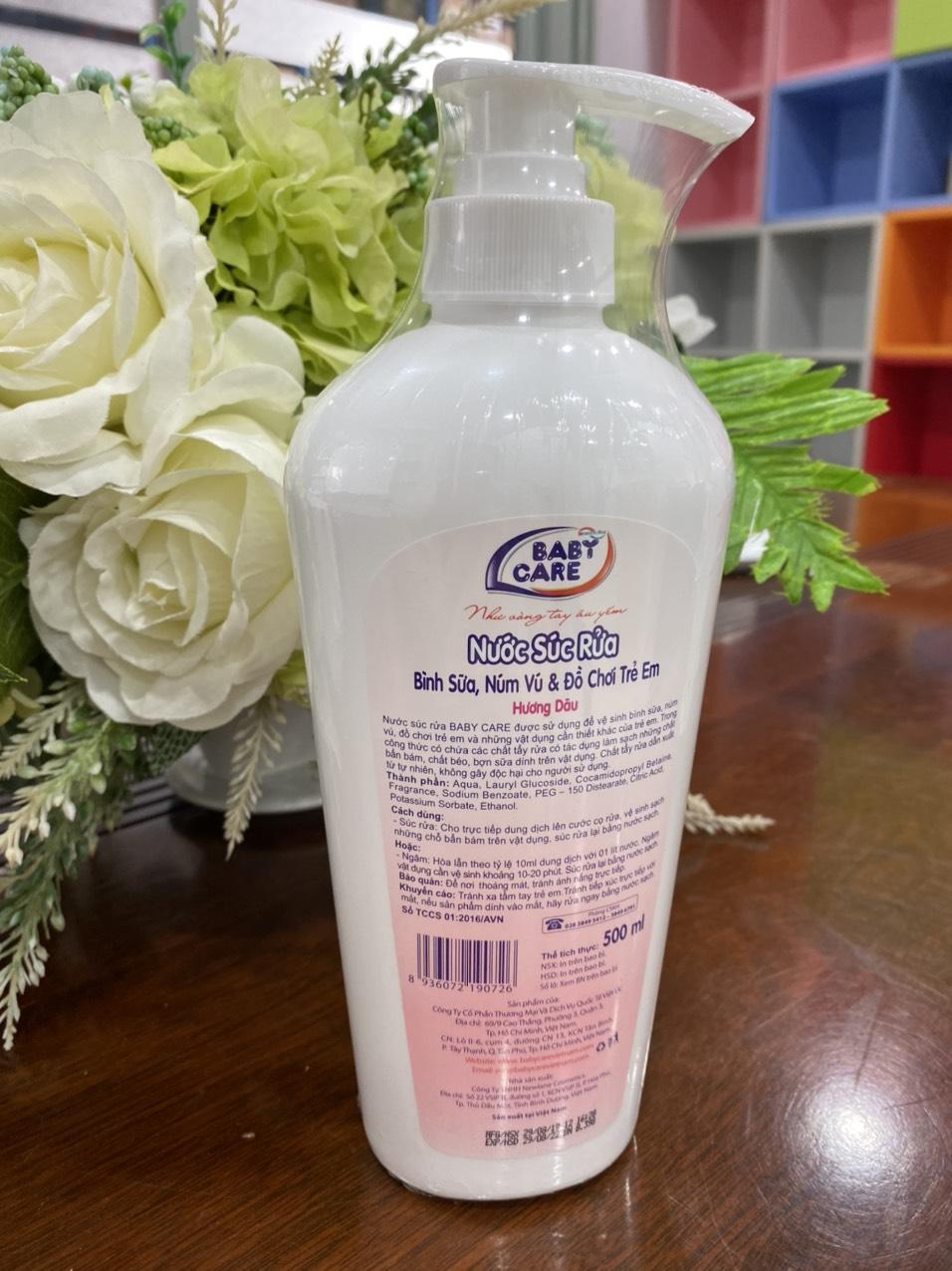 Nước Súc Rửa Bình Sữa Baby Care 500ml (Hương dâu)