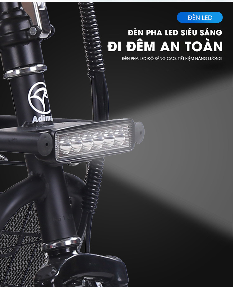 Xe Đạp Điện Mini ADIMAN Giỏ To X1. 3 Ghế Ngồi (Pin Lithium 48v-10A)