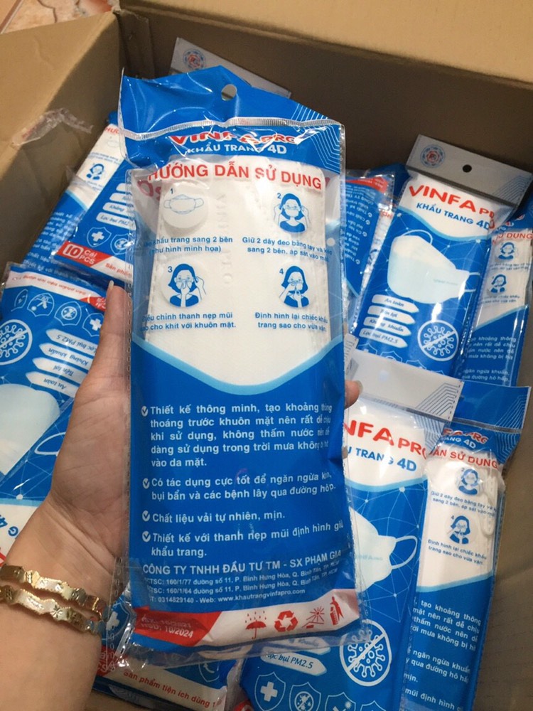 [sỉ] Set 10 cái khẩu trang 4D vinfa pro