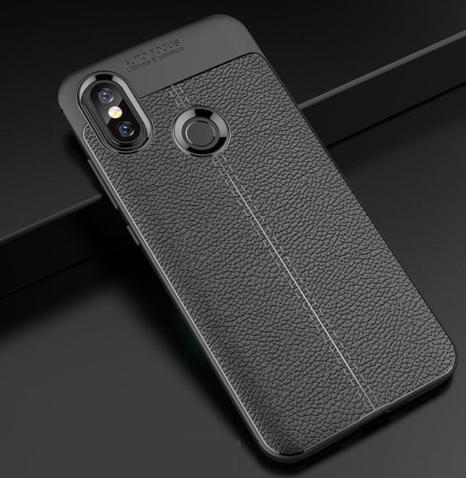 Ốp Lưng Xiaomi Redmi Note 5 Pro Dẻo Giả Da Đen hiệu autofocus