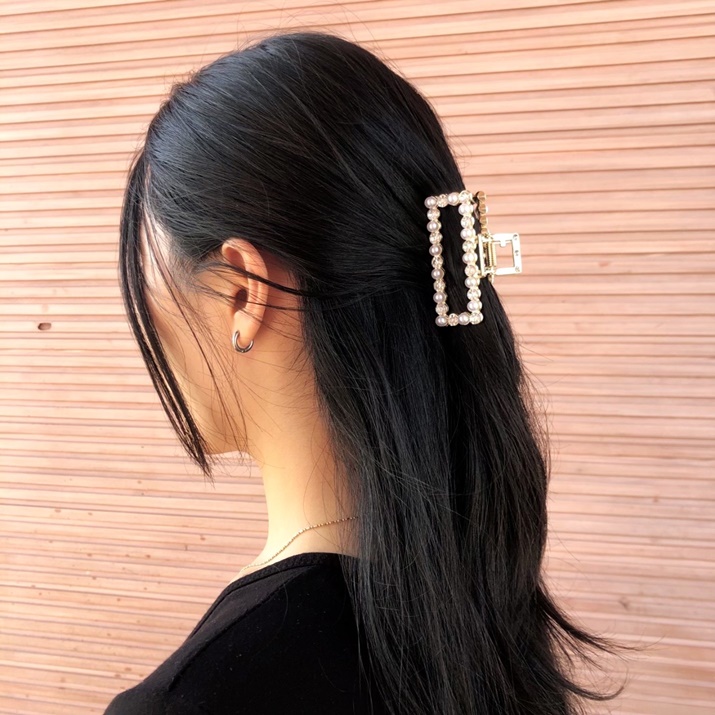 Kẹp tóc Square pearl-cubic Hàn Quốc