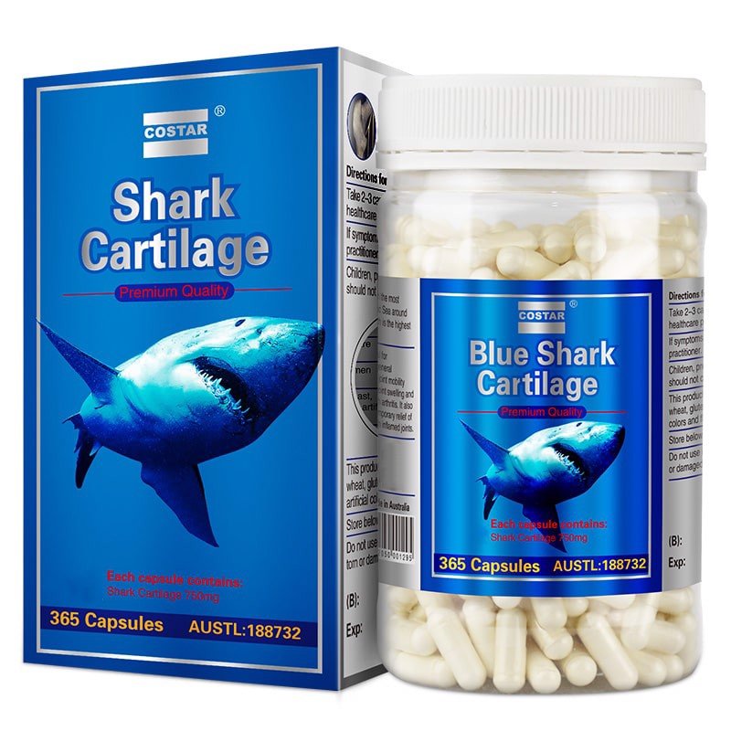 Sụn Vi Cá Mập Costar Shark Cartilage 750mg (Hộp 100 - 365 viên)