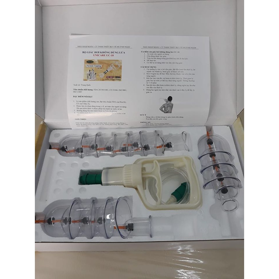 [HCM]Giác hơi không dùng lửa UNICARE UC-18- Bộ 18 ly