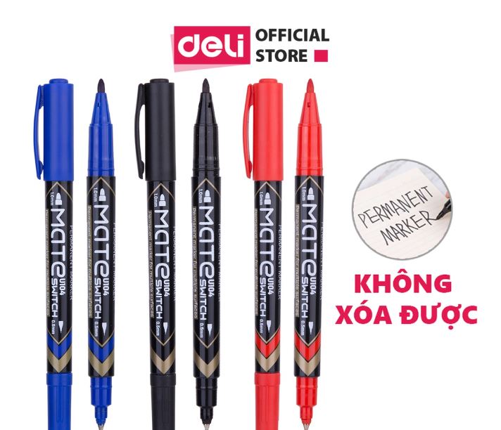 Bút cd, bútclông dầu dạ kính 2 đầu deli - không xoá được