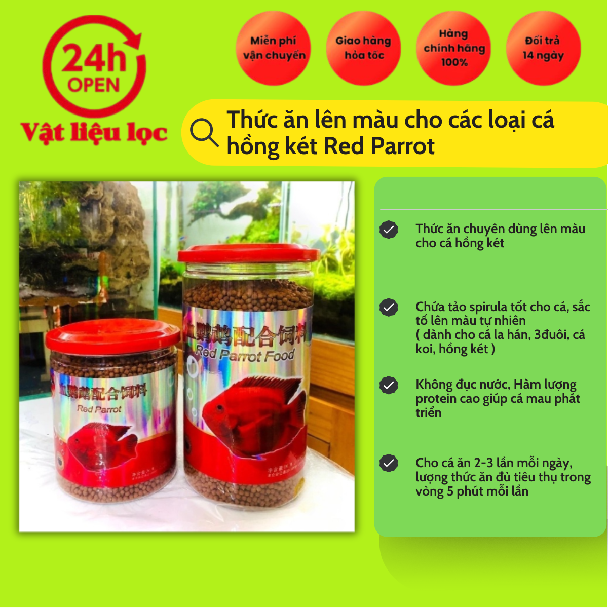 Thức ăn lên màu cho cá Hồng két 260g 400gr