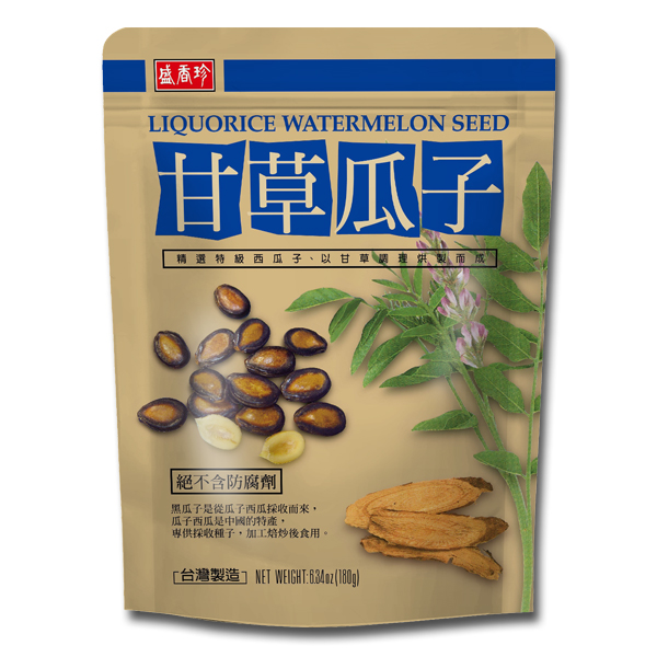 Hạt dưa tẩm vị cam thảo Sheng Xiangzhen Đài Loan bịch 180g